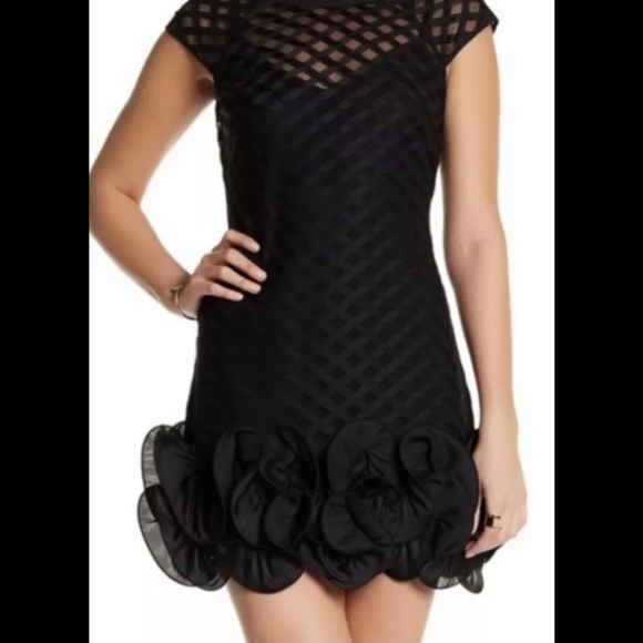 Jessica Simpson Black Lace Ruffle Hem Dress 12
